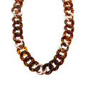 Vintage Classic Round Resin Acrylic Tortoiseshell Leopard Print Long Link Chain Choker Necklace Unisex Anniversary
