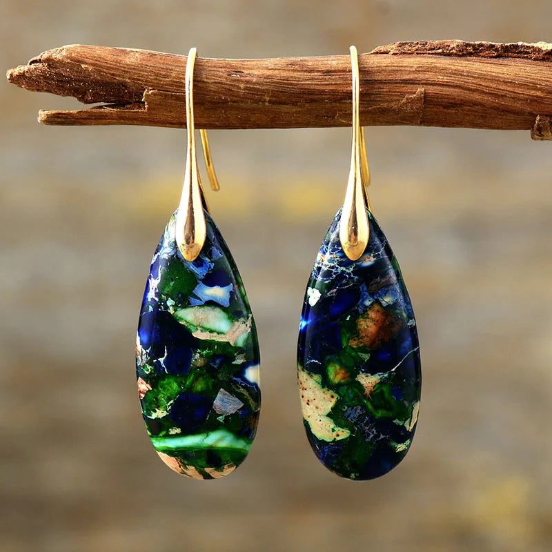 Hot Selling Europe and the United States Popular New Bohemian Drop Natural Stone Pendant Earrings Gifts for Women