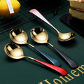 Luxury Gold Stainless Steel Spoon Set-Eco-Friendly Round Coffee Tea & Salad Spoons for Presents