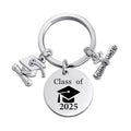 High School College 2025 Senior Graduation Season Gift Custom Logo Text Polished Stainless Steel Pendant Charm Keychain Key Ring