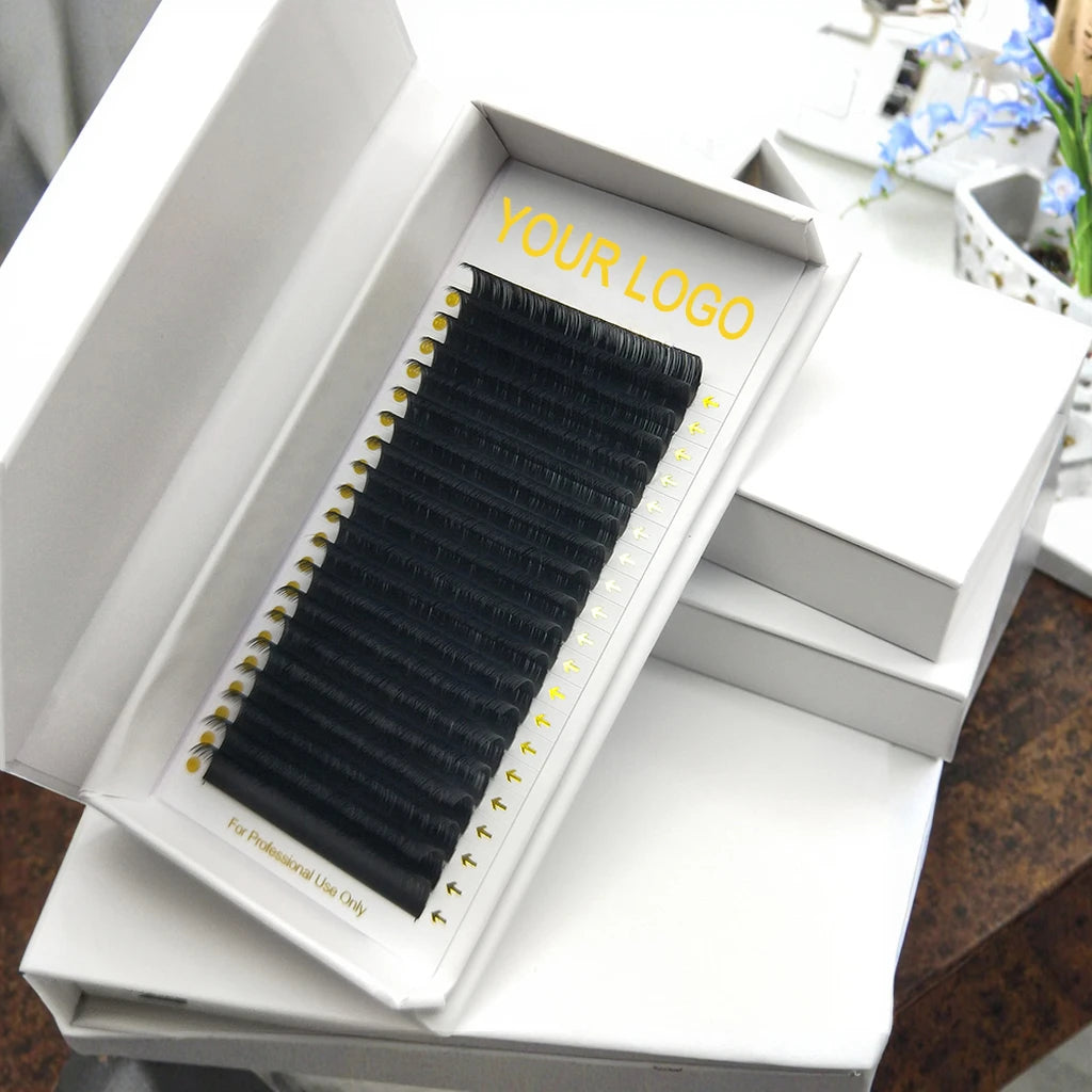 Custom 6-25mm 0.03 0.05 0.07 C CC D DD Matte Black Eyelashes Cashmere Lash Extensions Regular Volume Hand Made Lash Trays