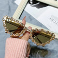 2024 New Women's Cat Eye Sunglasses with Diamonds Gold or White Frames Gradient Lenses Optically Sunglasses