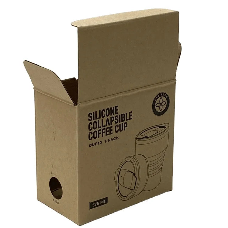 Customized Kraft Cardboard Foldable Cup Coffee Box Cheap Packaging for Candy Skincare Cream Candle-UV Coating Embossing Print