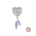 Custom Sterling Silver 925 Hollow Mothers Day Beads Charm Wholesale Bling Fashion Jewelry Engraved Enamel Bracelet Heart Charms