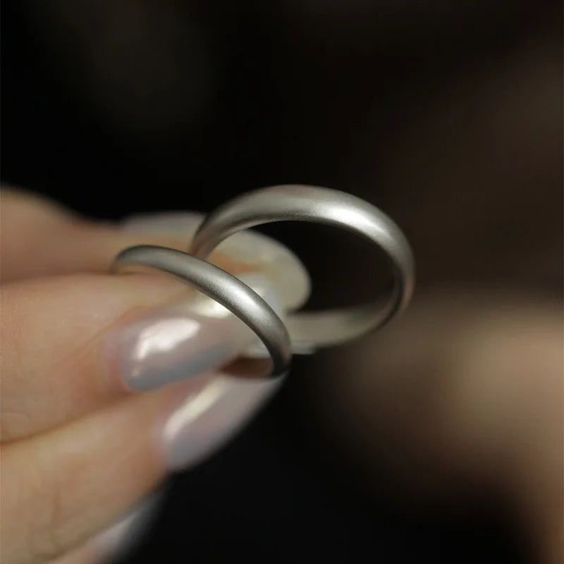 Matte Frosted Plain Bezel Adjustable Ring for Men Women Romantic Silver Plated Frosted Lover Ring For Wedding Jewelry