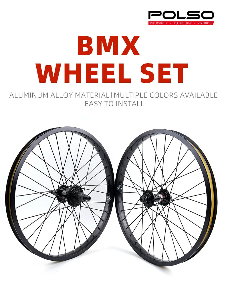 WS017 20" Aluminum Alloy Wheelset 120 Clicks Wheel Hub Right or Left Driver 20 Inch Bicycle Lightweight Wheelset BMX Bike