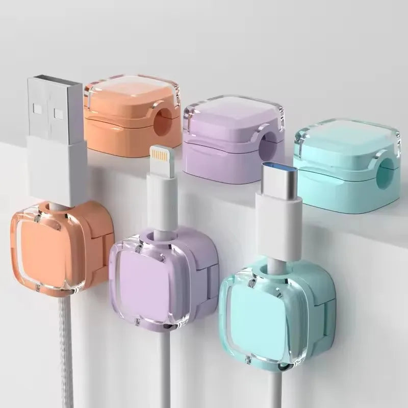 Magnetic Cable Management Clips Multi-Colored Cord Organizer Desk Wall Mounted Hooks