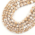 Wholesale 4/6/8/10/12MM Round White Gold Line Turquoises Stone Beads Loose Bead for Jewelry Making DIY