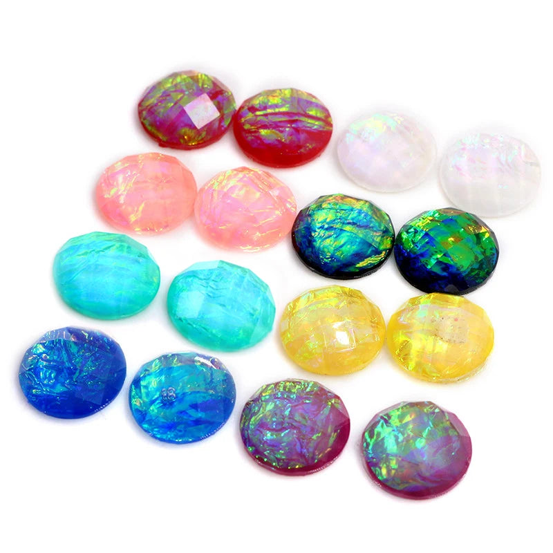 40pcs/lot 12mm  Built-in Metal Foil Flat Back Resin Cabochons Cameo Dome DIY Jewelry Making Findings Supplies