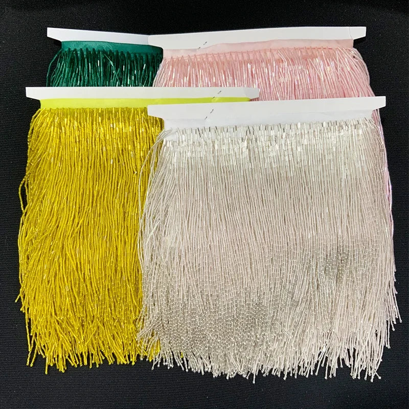 Bling Rhinestone Fringe Trim Costume Trimming Crafts Handmade Colorful Beaded Tassel for Fringe Skirts Women