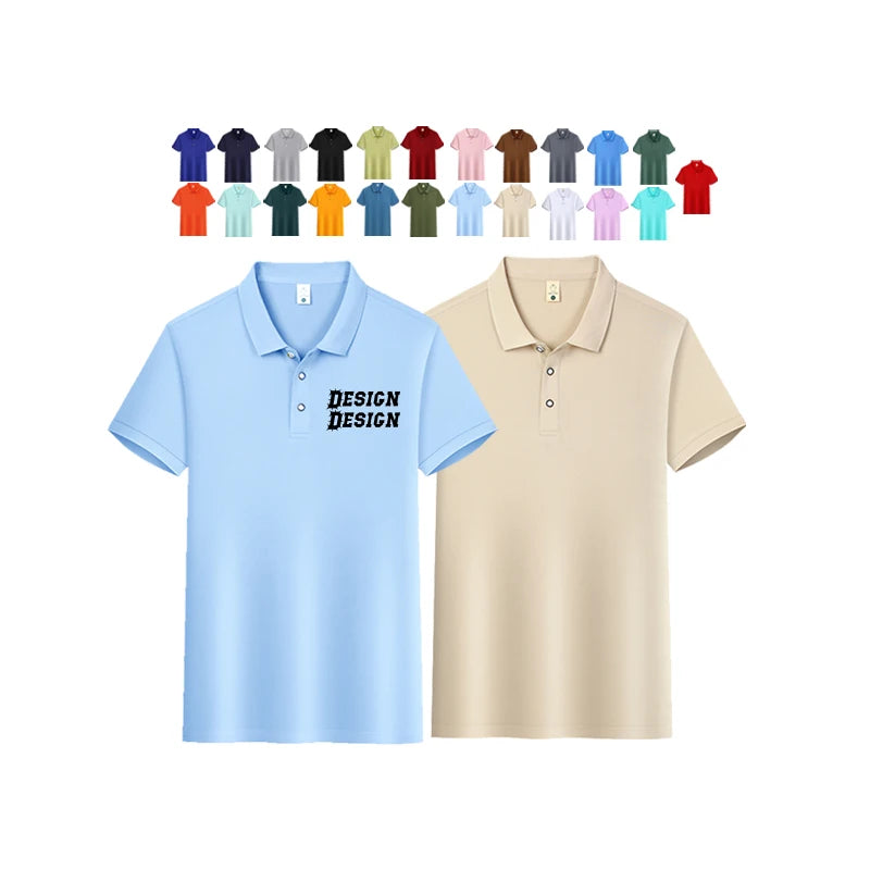 Summer Business New T-shirt Short Sleeve Men's Polo Shirt Lapel Leisure Solid Color Fashion Embroidery T-shirt