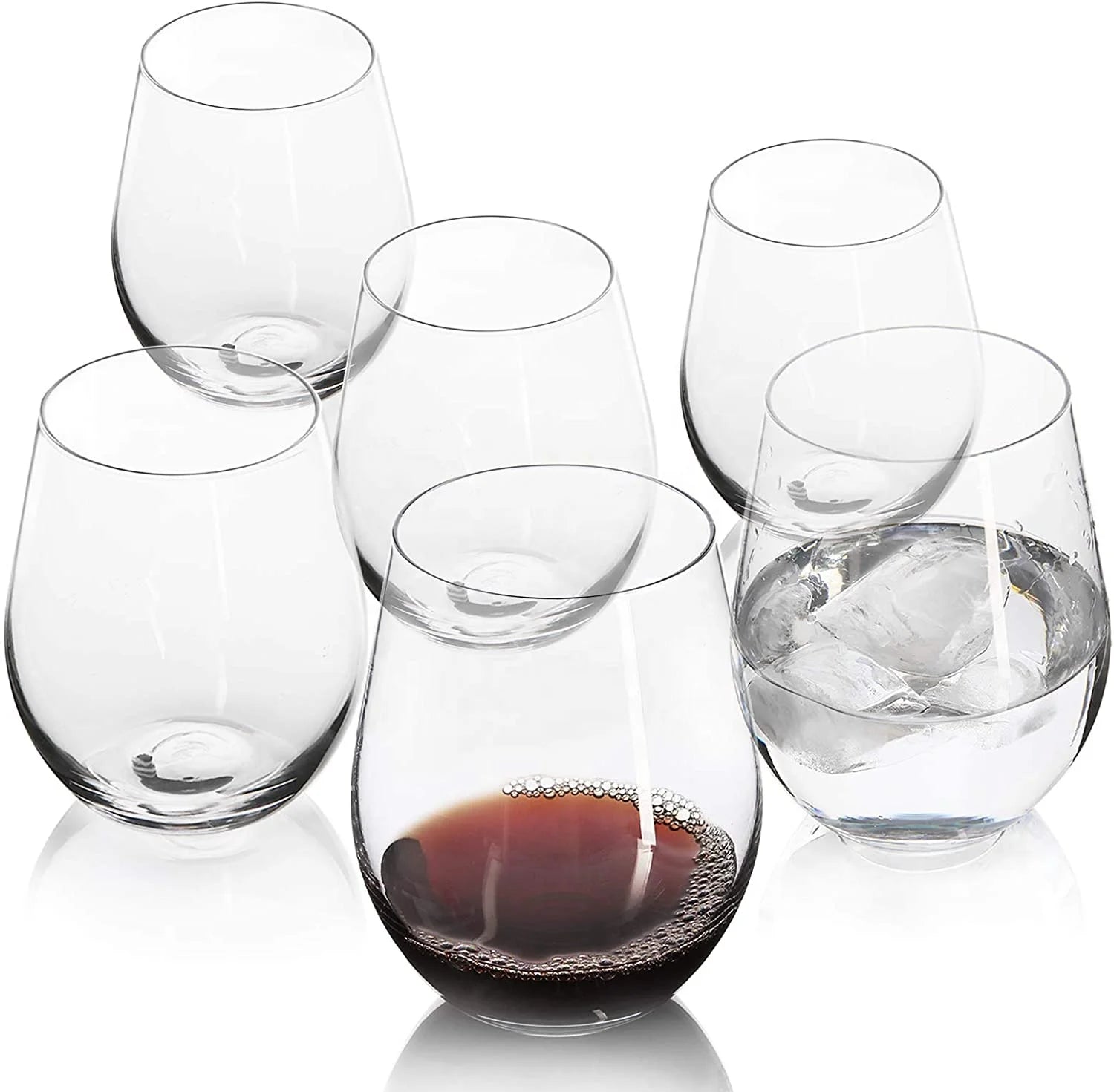 Unbreakable 14oz/400ml Tritan Stemless Wine Glasses Shatterproof Reusable Water Tumblers Red Wine Glass