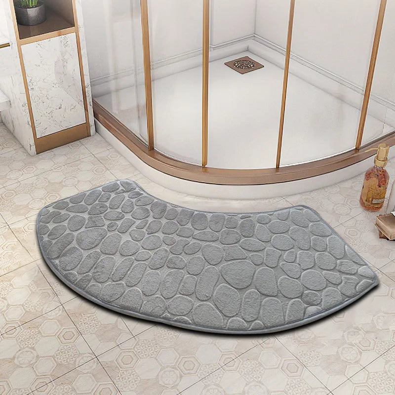 Multi-color Fan-shaped Bathroom Coral Fleece Anti slip Floor Mat for Home Bathroom Absorbent and Dirt Resistant Floor Mat