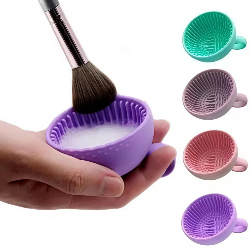 Wholesale Silicone Makeup Brush Cleaner Bowl Make up Brush Cleaner Bowl Portable Soft Silicone Scrubber Tool