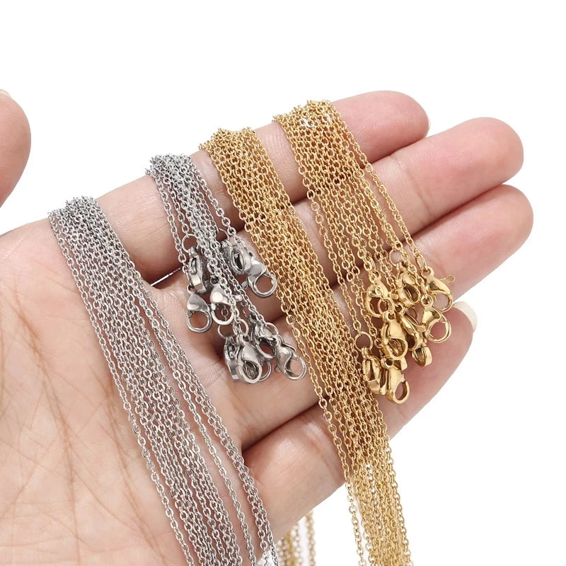 10 Pcs/lot 3 Size Stainless Steel Round Squash Cross Chain Necklace DIY Jewelry Making Materials Charm Classic Handmade