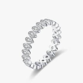 Ailmay Shining Zircon Genuine 925 Sterling Silver Lucky Eye Geometric Design Ring for Women Girls Anti-allergy Fine Jewelry