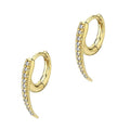 LOZRUNVE 925 Sterling Silver Korean Statement Diamond CZ Gold Horn Huggie Hoop Earrings