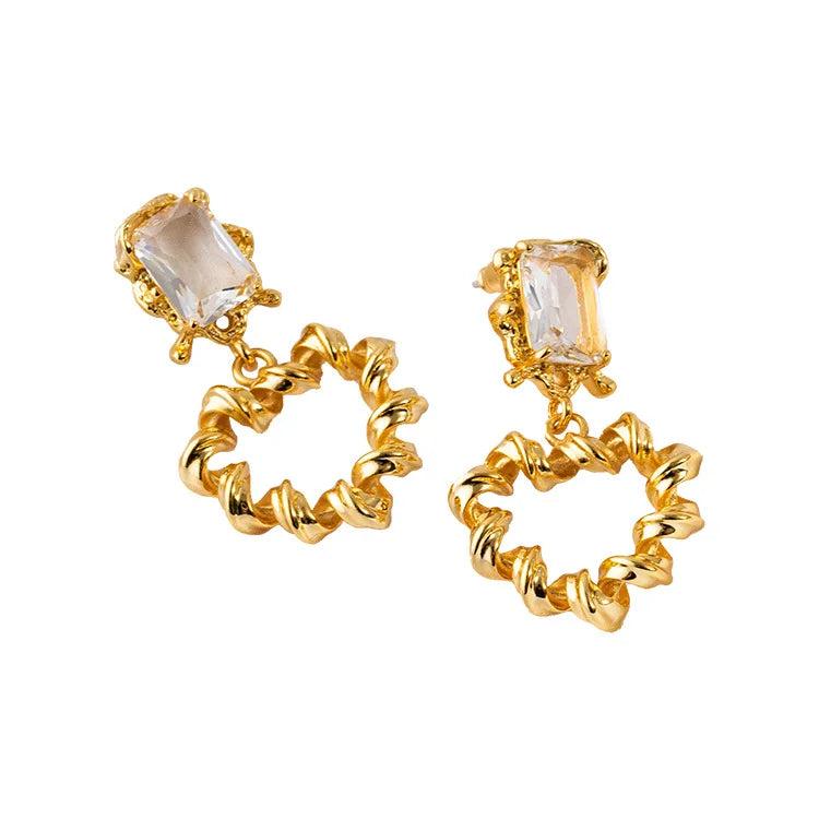 Shescity Trendy Elegant Style Drop Earrings Brass Material Twisted Heart Designer Light Luxury Jewelry Women Earrings for Gifts