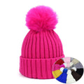 Kids Hat Knit PomPom Custom Kids Multicolor Winter Warm Hat Knitted Beanie With PomPom