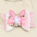 CN 3 Inch New Design Flower and Cat Ears Hair Accessories Pink Glitter Hair Bows for Girls Sparkly Glitter Hair Clip