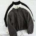 Autumn Winter Warm Fleece Hoodies Women Long Sleeve Casual Sport Sweatshirt CropTop Korean Style Harajuku Pullover Streetwear