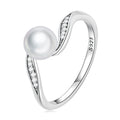 Factory 925 Sterling Silver Quality Shell Pearl Ring Geometric Ring Pave Setting CZ for Women Fine Jewelry BSR304