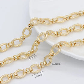 Factory Wholesale Fashion Brass 14K Gold Plated Big Thick Jewelry Chains Roll for Necklace Bracelet Making Accessories