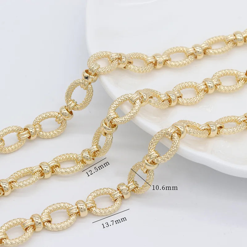 Factory Wholesale Fashion Brass 14K Gold Plated Big Thick Jewelry Chains Roll for Necklace Bracelet Making Accessories