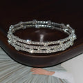 Three Layers Rhinestone Stretch Bracelets Bangle Jewelry Adjustable Bridal Bracelet for Women