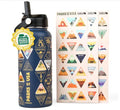 32oz Stainless Steel Water Bottle Trekking Waterproof Sticker 304 Insulation Straw Hiking Cup with Lid Insulated Wide Mouth