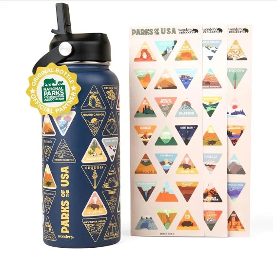 32oz Stainless Steel Water Bottle Trekking Waterproof Sticker 304 Insulation Straw Hiking Cup with Lid Insulated Wide Mouth