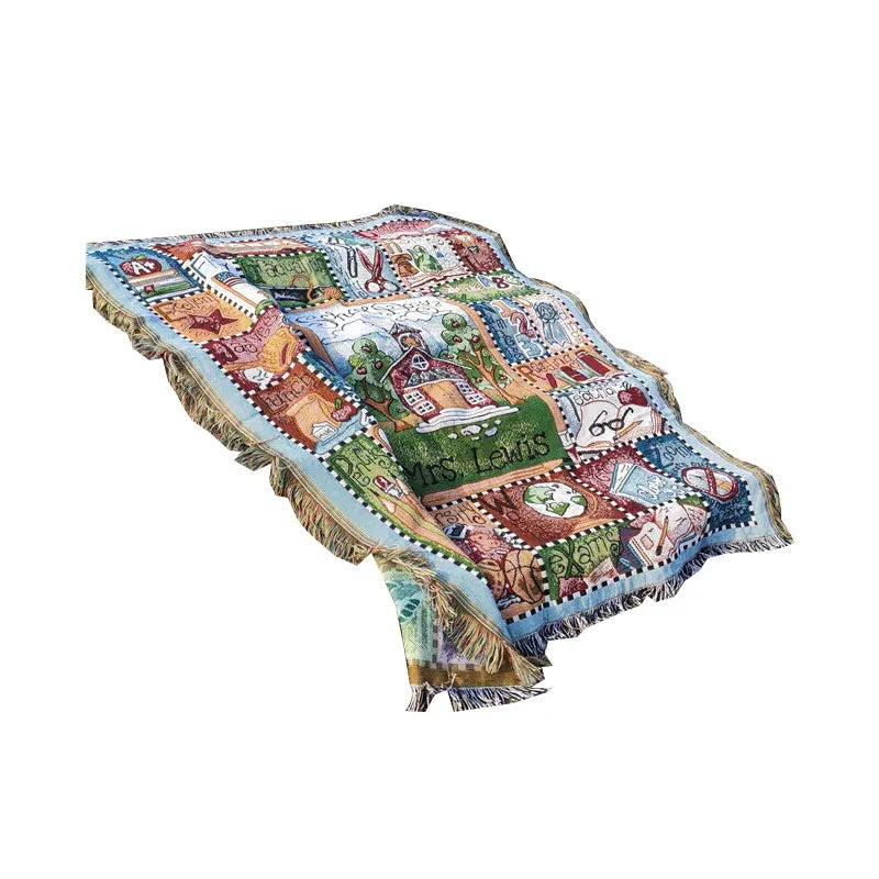 100%Cotton Bohemian Geometry Sofa Cover Wholesale Custom Jacquard Throw Woven Tapestry  Blanket With Tassels