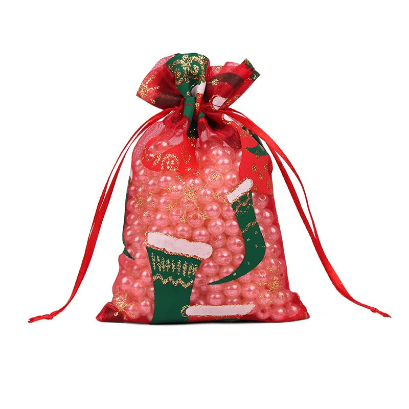 USA Warehouse White Blank Sublimation Christmas Drawstring 100% Polyester Canvas Xmas Blank Present Santa Sacks Bag