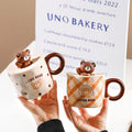 Promotional Lovely Cartoon Bear Mugs Ceramic Mug With Lid Cute 3d Bear Ceramic Mug