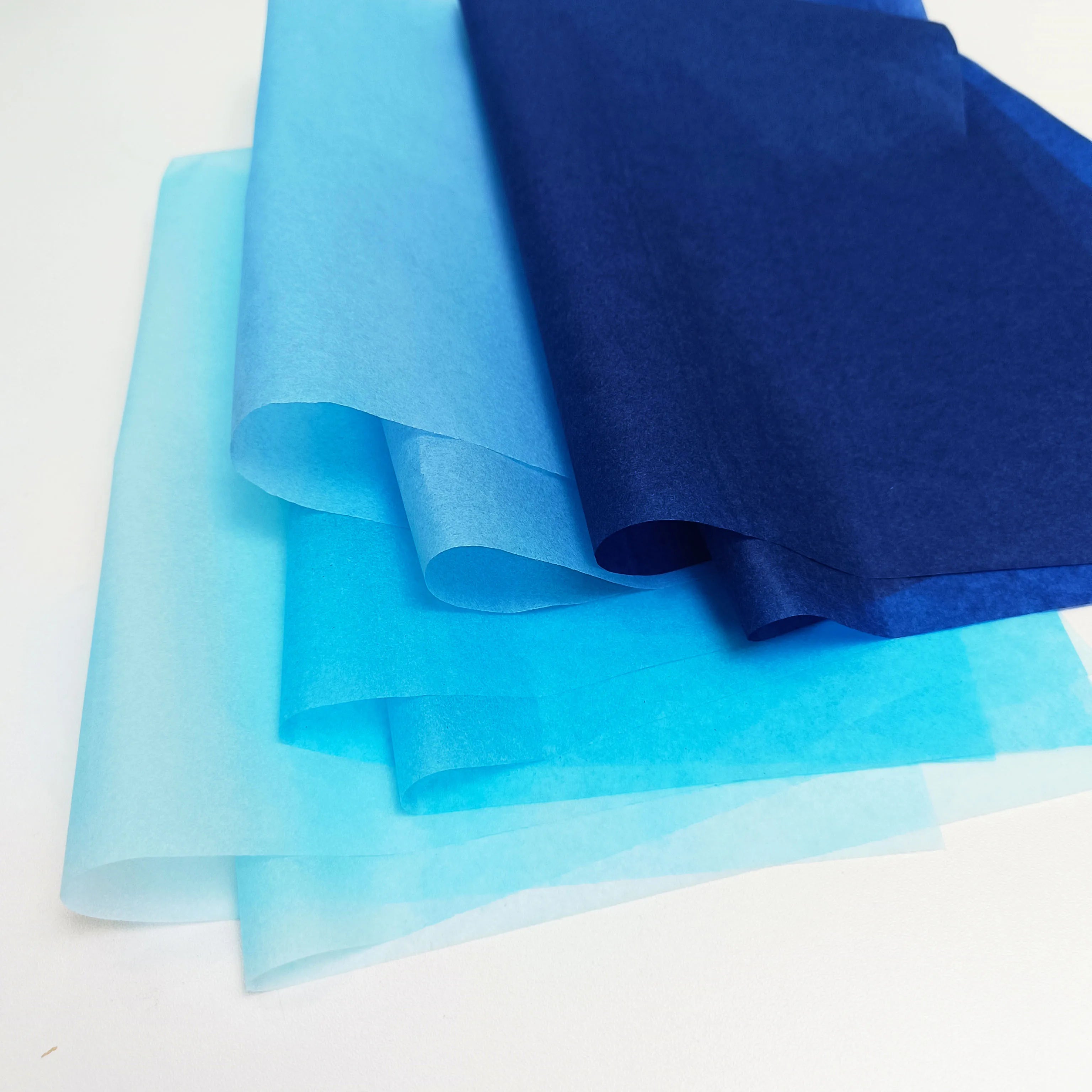 Custom Color Copying Tissue Paper 4 Blue Translucent Wrapping Paper & Boards for Father's Day Gravure Printing Compatible