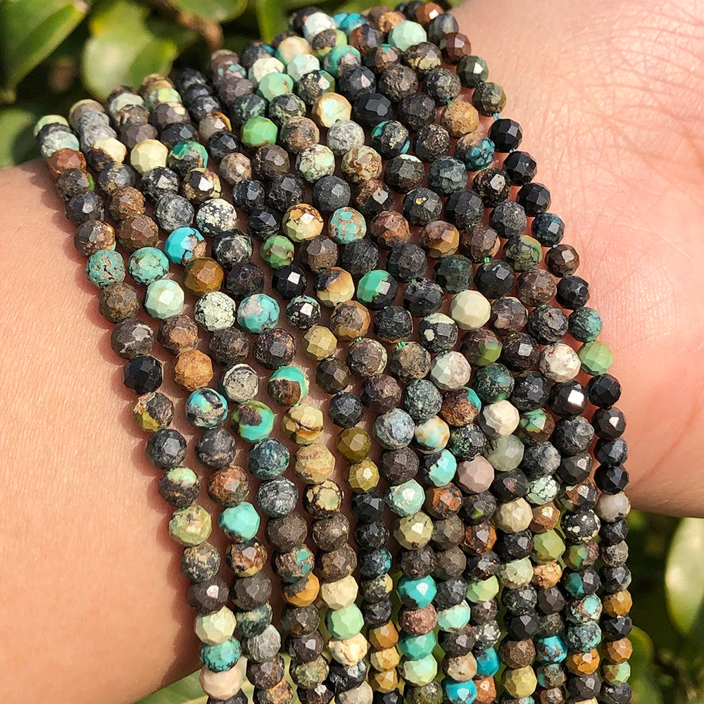 Wholesale 15inches Faceted African Turquoise Stone Beads 2mm/3mm/4mm for Jewelry Making