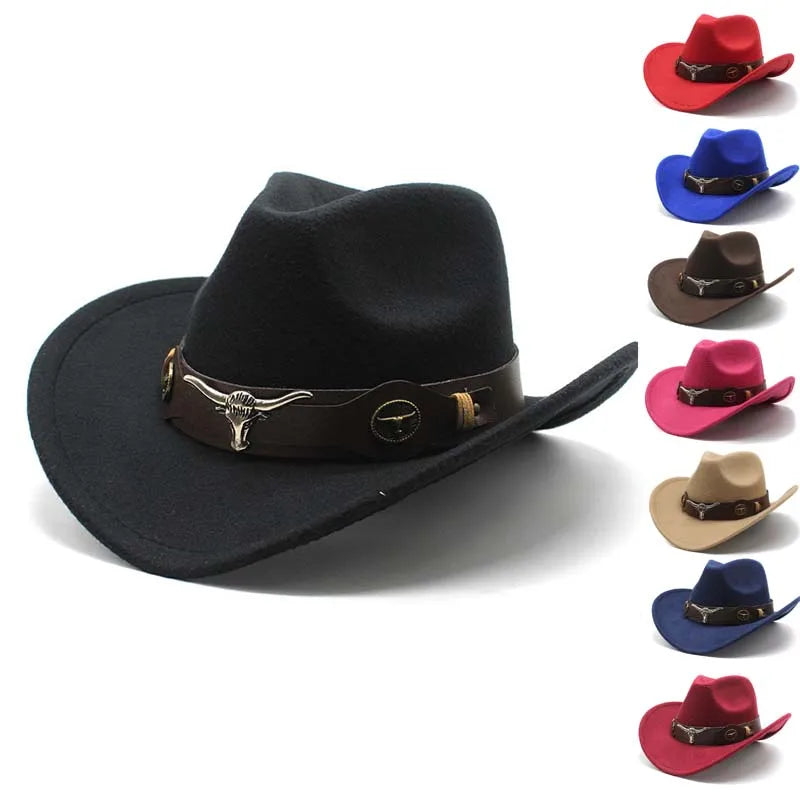 Wholesale Holiday Party Outdoor Customized Felt Cowboy Hard Hat Texas Black Cowboy Hat With Metal Band