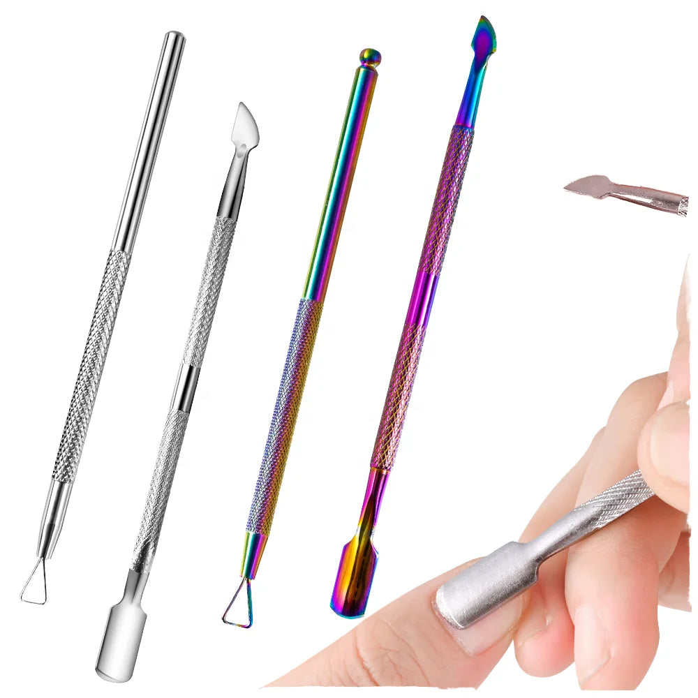 1pcs Stainless Steel Cuticle Pusher Dead Skin Push Remover for Pedicure UV Gel Polish Remover Cleaner Scraper Nail Care Tools