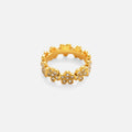 Dazan New HOT INS Trendy 18k PVD Gold Plated Stainless Steel Vintage Dainty Daisy Flower Snowflake Zircon Ring for Party Gift