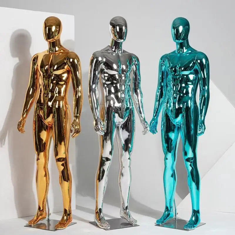 Abstract Fiberglass Shinny Color Gold Display Wardrobe Fashional Chrome Electroplating Plating Male Mannequin