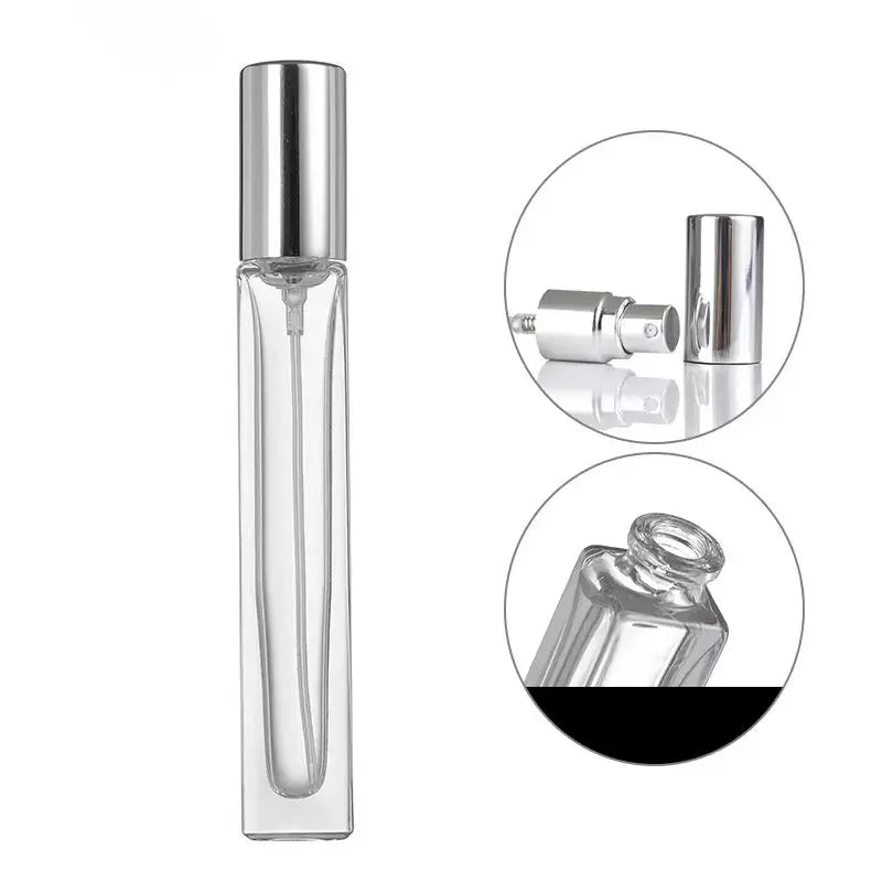 MUB Wholesale Hot Selling 10ml Square Crimp Perfume Glass Pressurized Spray Bottle