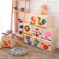 Cartoon Animal Oxford Cloth Storage Box Embroid Printing Folding Storage Box Household Storage Basket