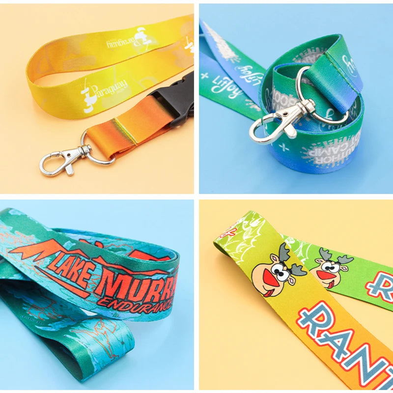 Custom Sublimation Nylon Lanyard Wrist Strap Hook Woven Silk Screen Printed on PVC Phone ID Card Keychain Blank Lanyard