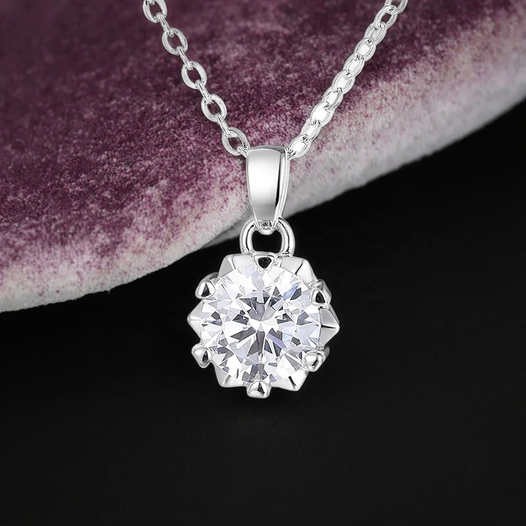 Direct Sale 925 Sterling Silver Simple Solitaire Pendant Necklace Unisex Fine Jewelry with Brilliant Moissanite for Women
