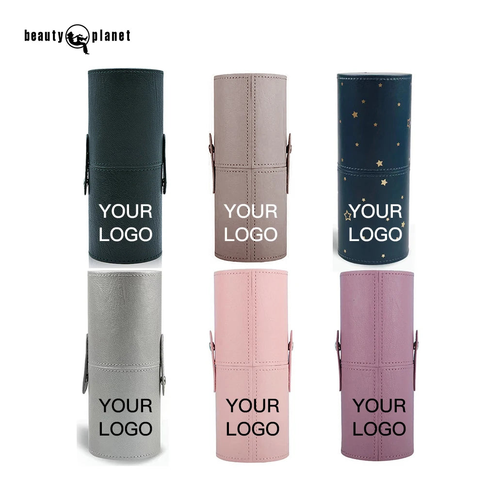 Beauty Planet Makeup Brush Holder Organizer Multifunctional Dust Proof Custom Logo Portable Pu Makeup Brush Storage Bucket