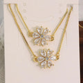 S11087  Chic Dainty 18k Gold Plated Crystal Diamond CZ Zircon Floral Flower Necklace and Bracelet Earring Jewelry Set