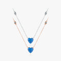 925 Sterling Silver Fashion Link Chain for Women Fine Jewelry Van Gogh Starry Sky Design Blue Heart Opal Pendant Necklace