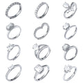 Wholesale 925 Silver GRA Moissanite Diamond Engagement Ring Adjustable Size Round Shape White Gold Material for Lady's Wedding