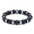 Vintage Fashion Men's Geometric Beaded Hematite+Glass Elastic Bracelet Bangles for Wedding Anniversary Party Gift