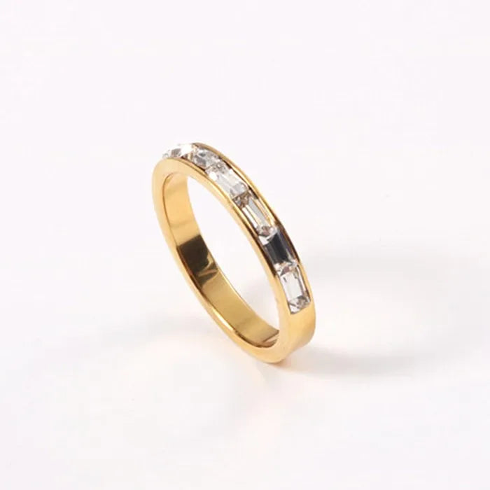 Cheap Wholesale Cubic Zirconia Stainless Steel Stacking Women Finger Ring